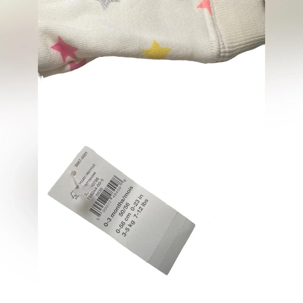 Baby Gap New Logo Zip Hoodie Cream Stars 0-3M NWT